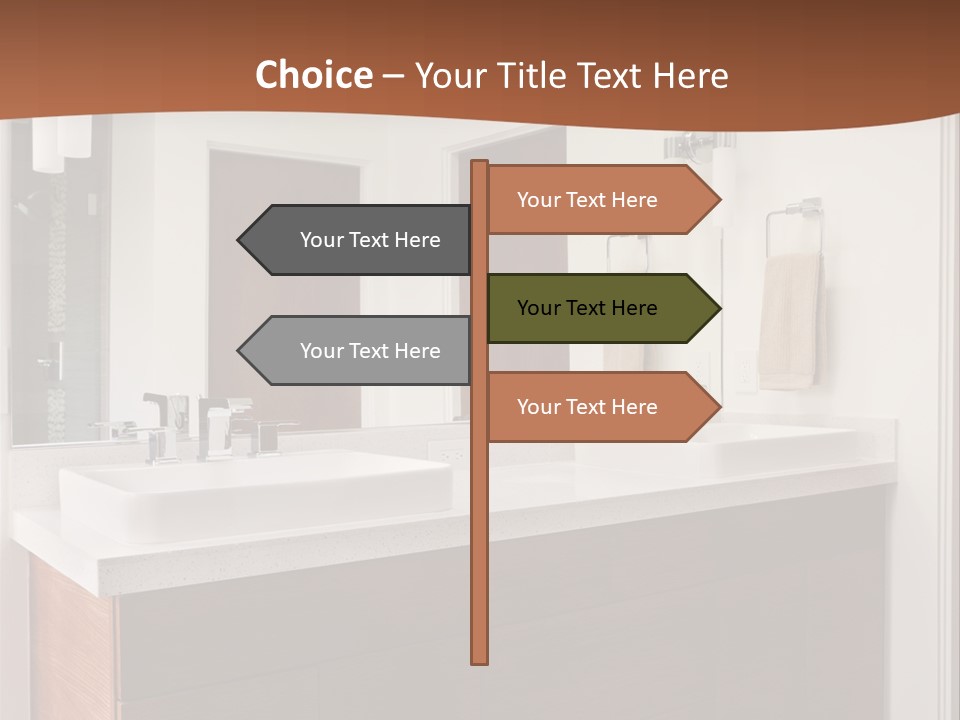 A Bathroom With Two Sinks And A Large Mirror PowerPoint Template