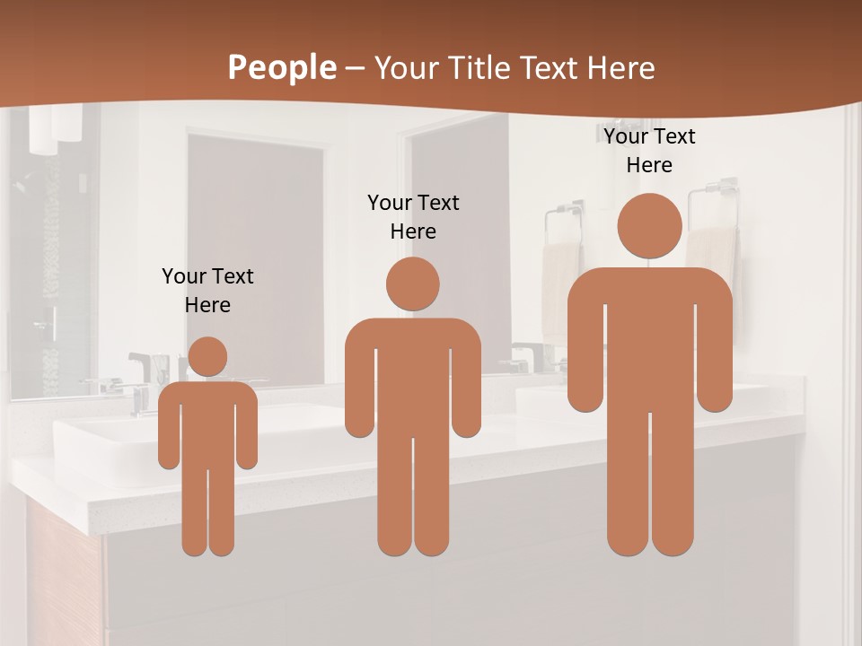 A Bathroom With Two Sinks And A Large Mirror PowerPoint Template