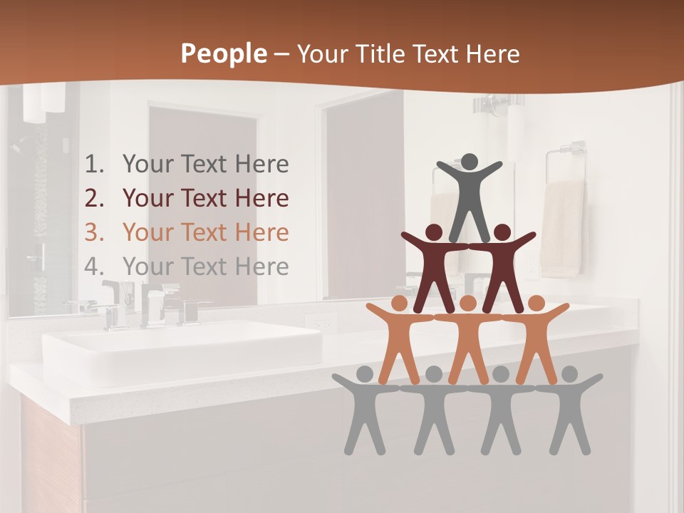 A Bathroom With Two Sinks And A Large Mirror PowerPoint Template