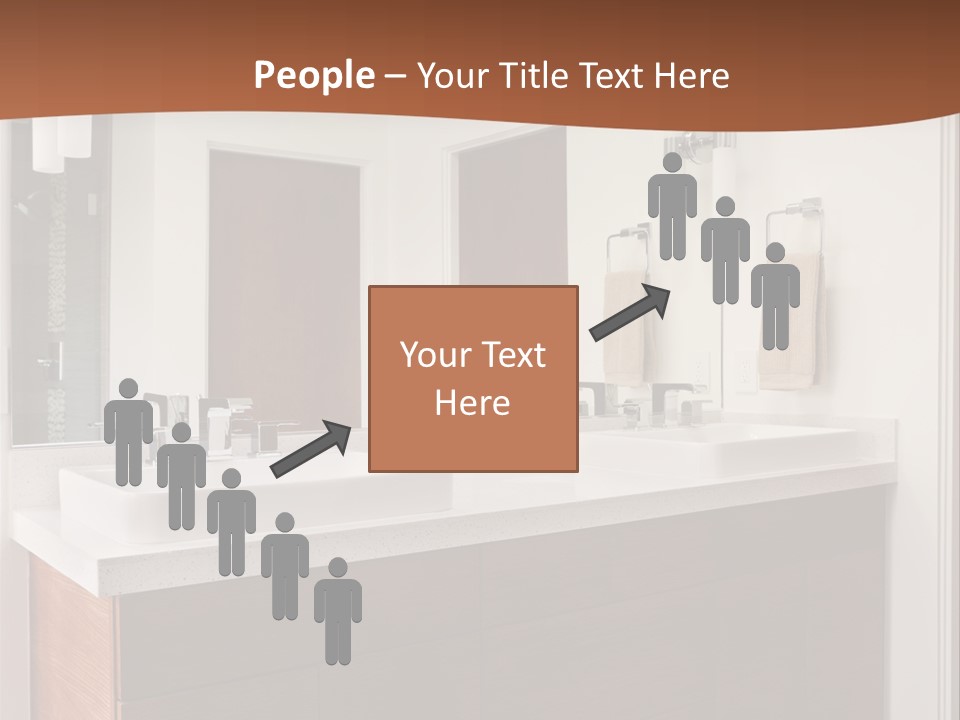 A Bathroom With Two Sinks And A Large Mirror PowerPoint Template