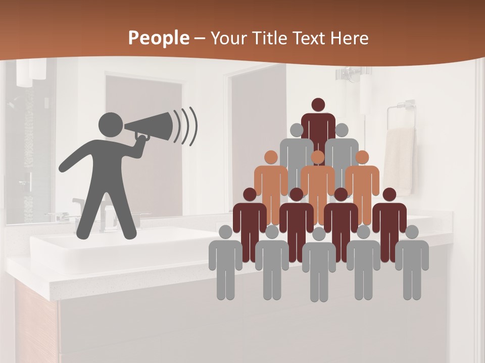 A Bathroom With Two Sinks And A Large Mirror PowerPoint Template