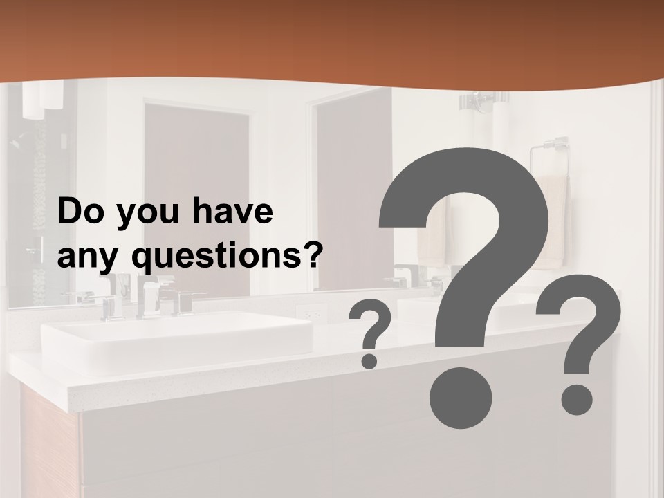 A Bathroom With Two Sinks And A Large Mirror PowerPoint Template