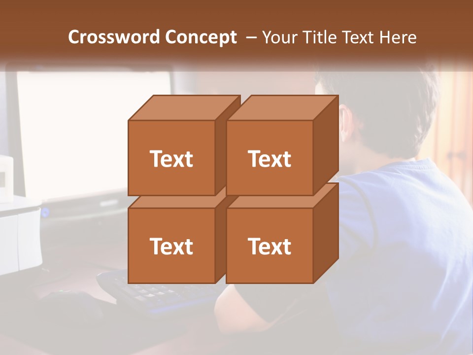 A Young Boy Sitting At A Desk With A Computer PowerPoint Template