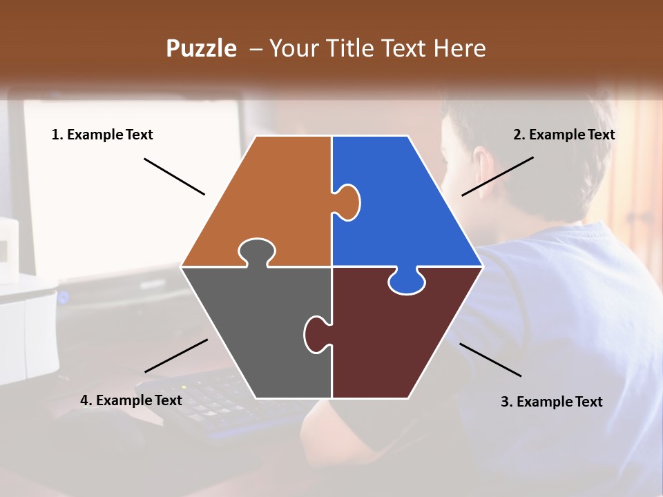 A Young Boy Sitting At A Desk With A Computer PowerPoint Template