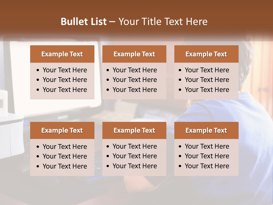 A Young Boy Sitting At A Desk With A Computer PowerPoint Template