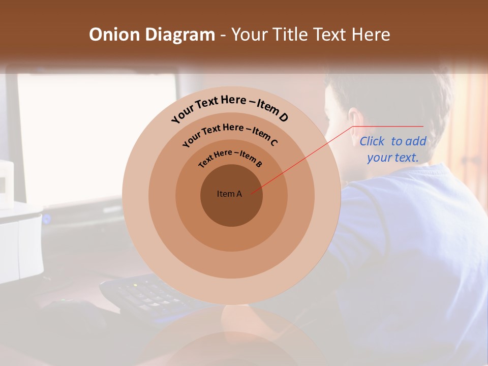 A Young Boy Sitting At A Desk With A Computer PowerPoint Template
