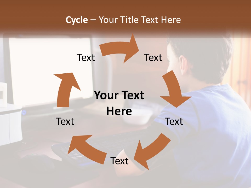 A Young Boy Sitting At A Desk With A Computer PowerPoint Template