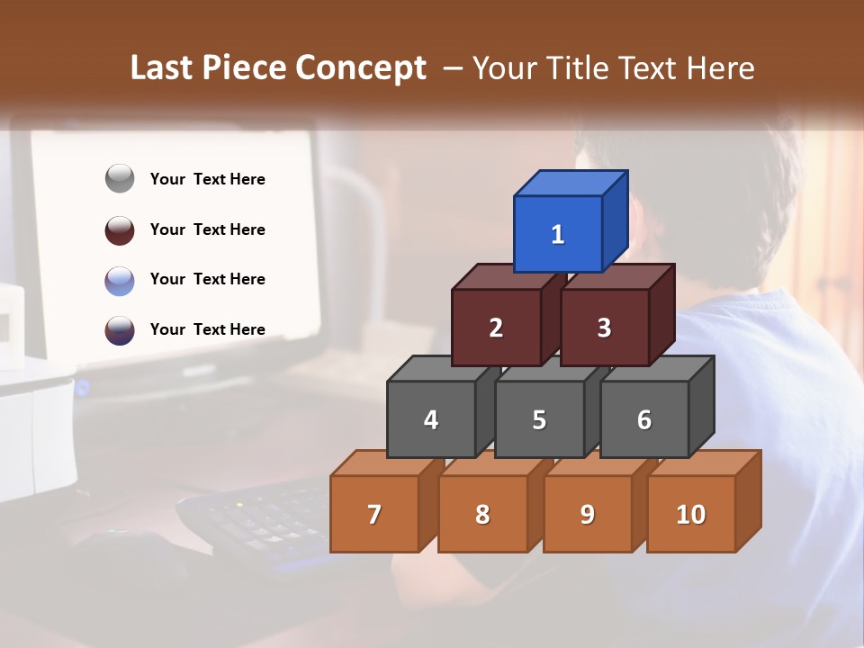 A Young Boy Sitting At A Desk With A Computer PowerPoint Template