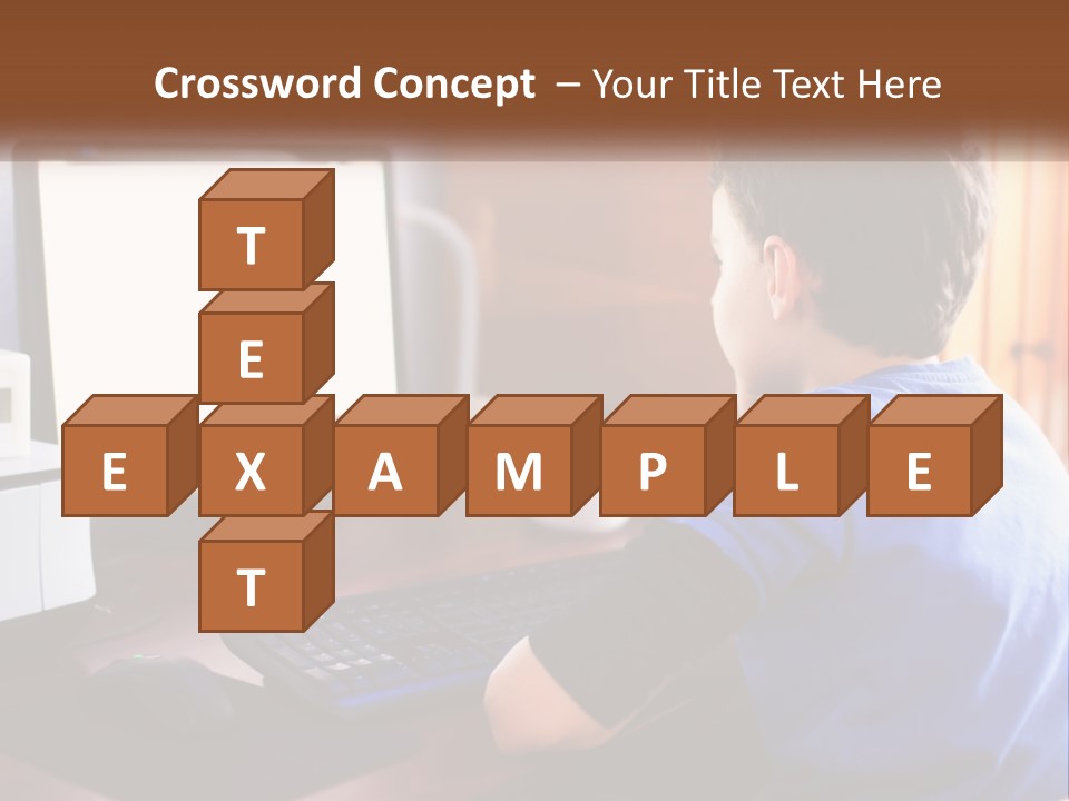 A Young Boy Sitting At A Desk With A Computer PowerPoint Template