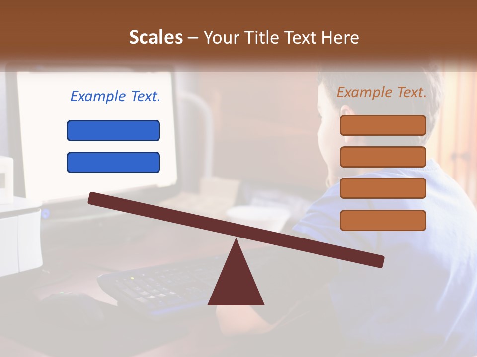 A Young Boy Sitting At A Desk With A Computer PowerPoint Template