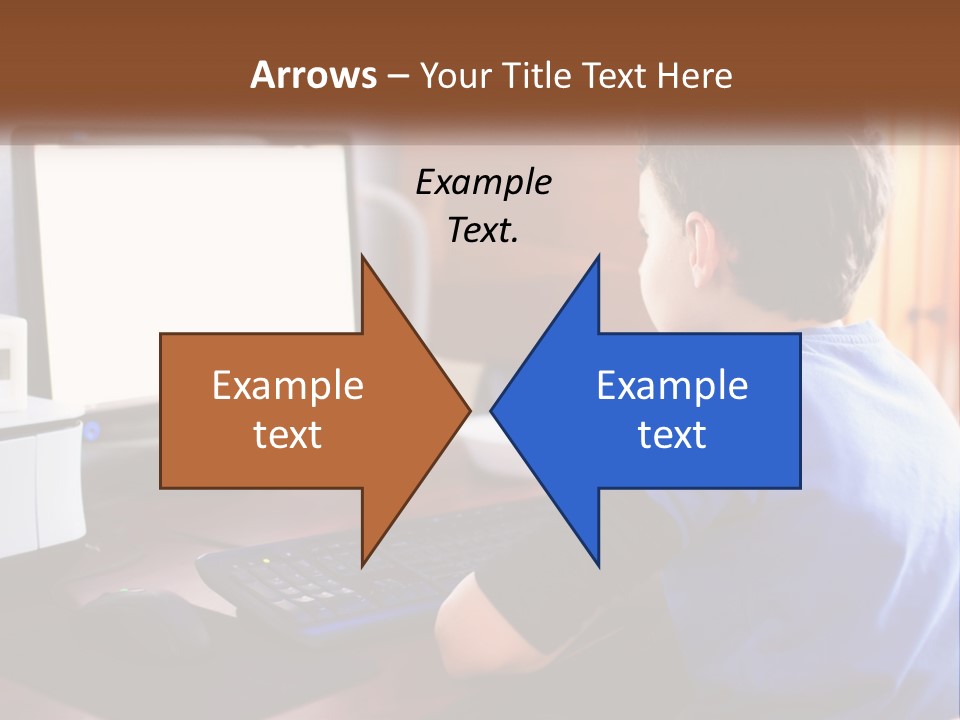 A Young Boy Sitting At A Desk With A Computer PowerPoint Template
