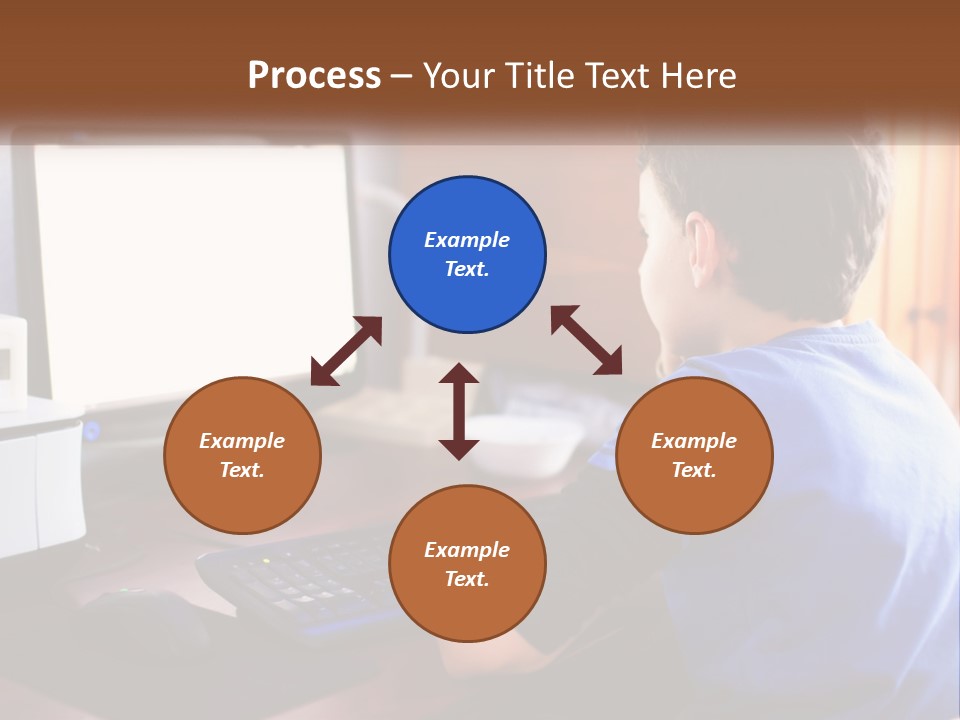 A Young Boy Sitting At A Desk With A Computer PowerPoint Template