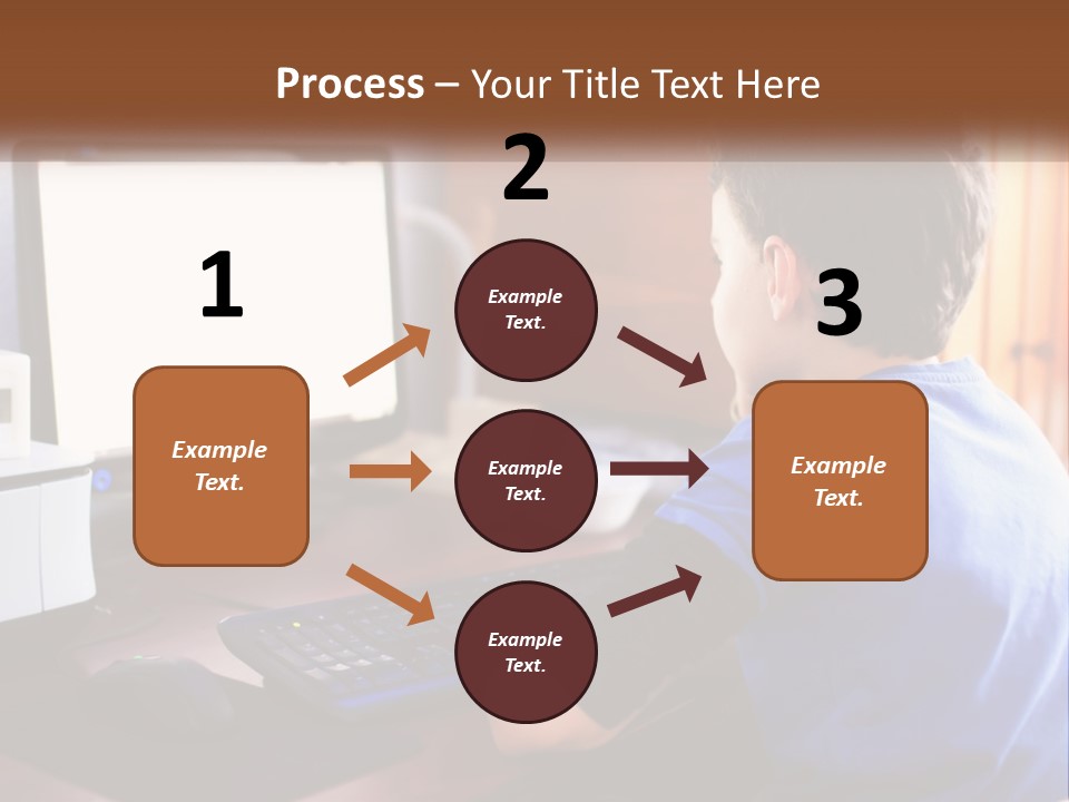 A Young Boy Sitting At A Desk With A Computer PowerPoint Template