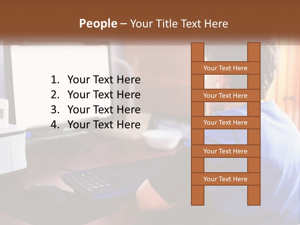 A Young Boy Sitting At A Desk With A Computer PowerPoint Template