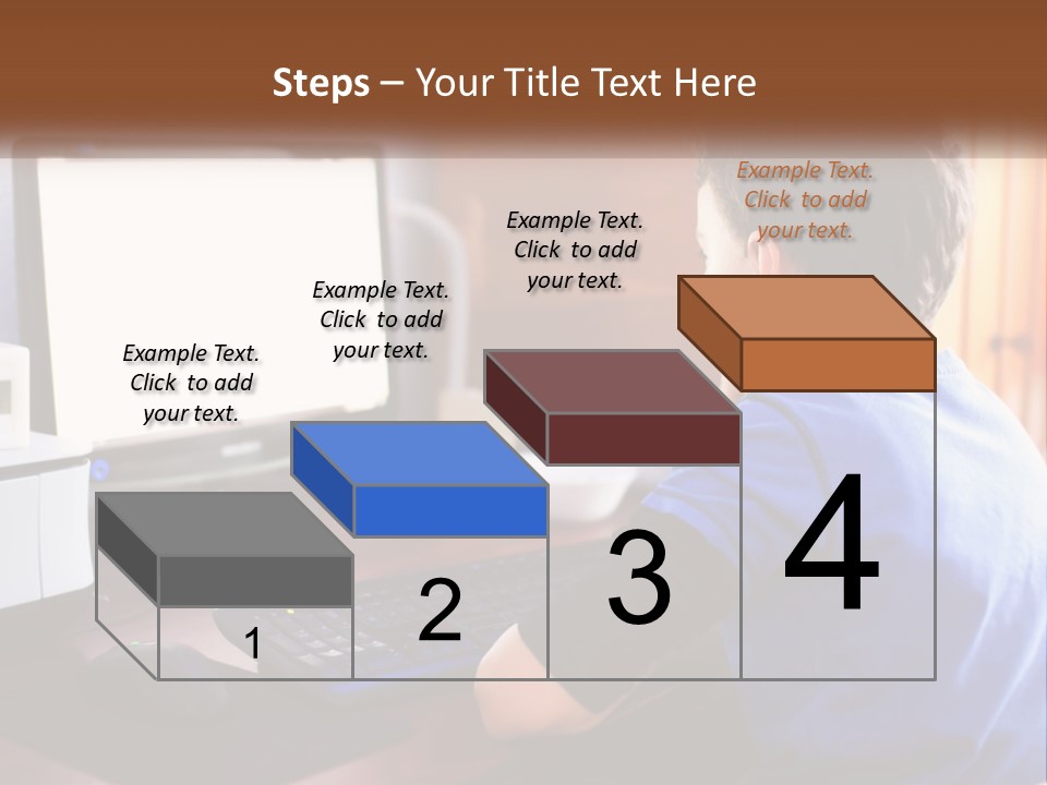 A Young Boy Sitting At A Desk With A Computer PowerPoint Template
