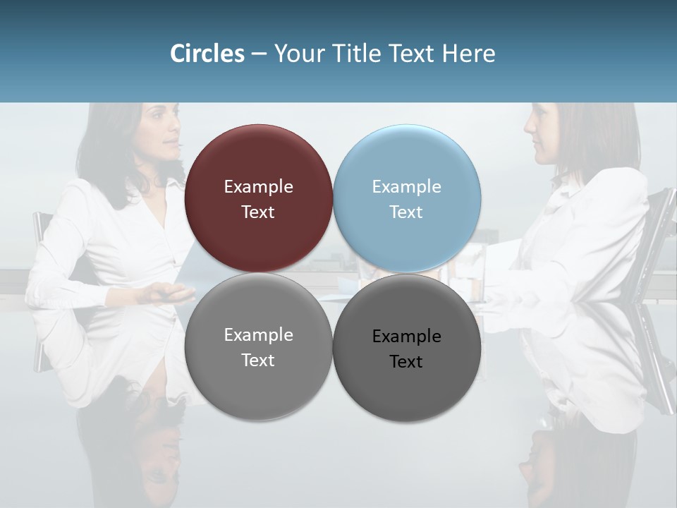 Two Women Sitting At A Table With Papers In Front Of Them PowerPoint Template