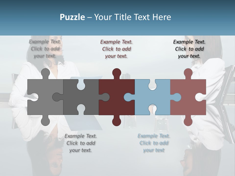 Two Women Sitting At A Table With Papers In Front Of Them PowerPoint Template