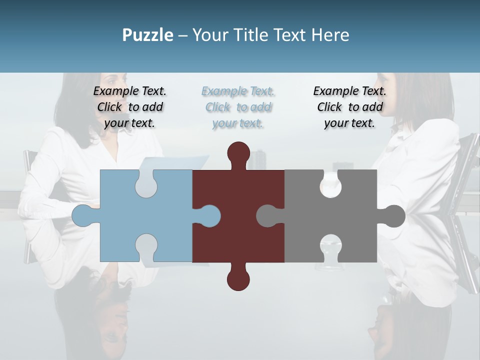 Two Women Sitting At A Table With Papers In Front Of Them PowerPoint Template