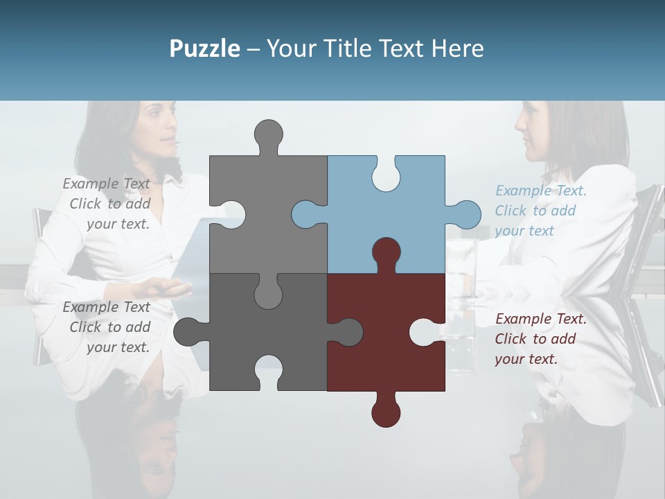 Two Women Sitting At A Table With Papers In Front Of Them PowerPoint Template