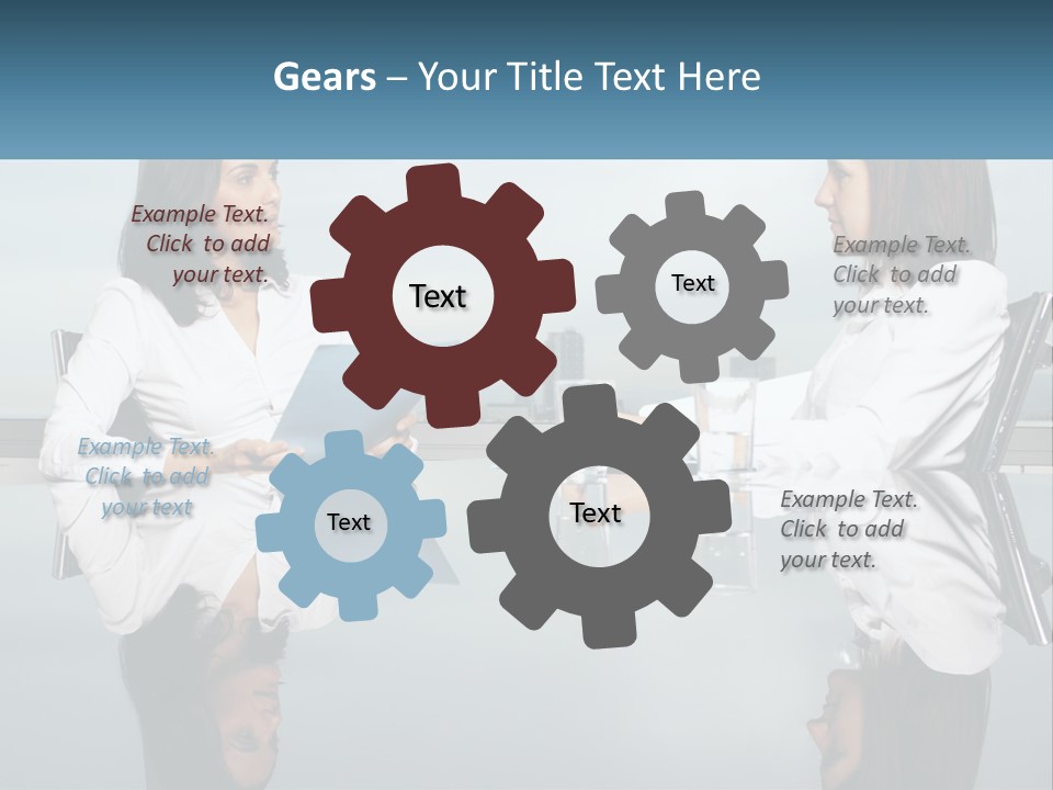 Two Women Sitting At A Table With Papers In Front Of Them PowerPoint Template