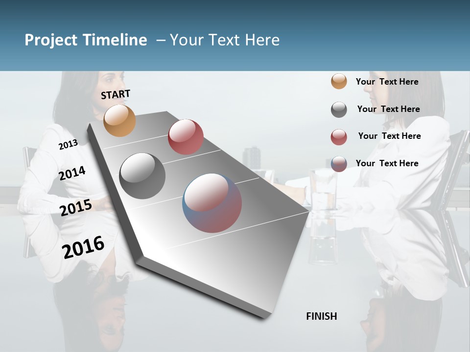 Two Women Sitting At A Table With Papers In Front Of Them PowerPoint Template