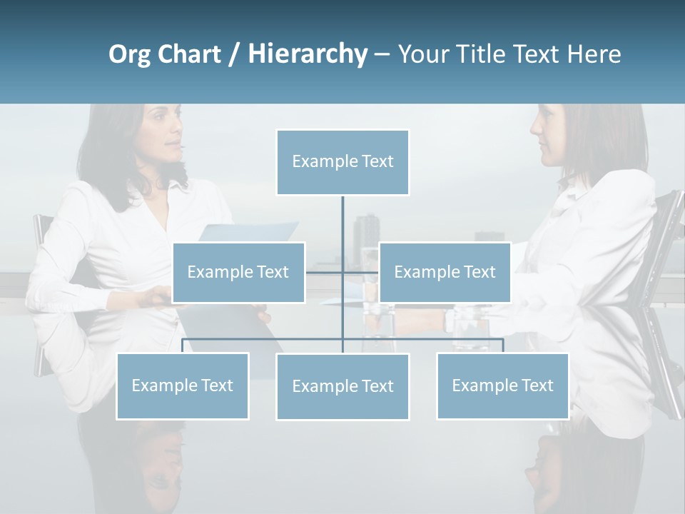 Two Women Sitting At A Table With Papers In Front Of Them PowerPoint Template