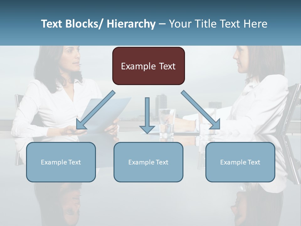 Two Women Sitting At A Table With Papers In Front Of Them PowerPoint Template