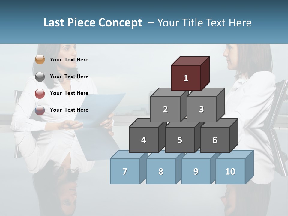 Two Women Sitting At A Table With Papers In Front Of Them PowerPoint Template