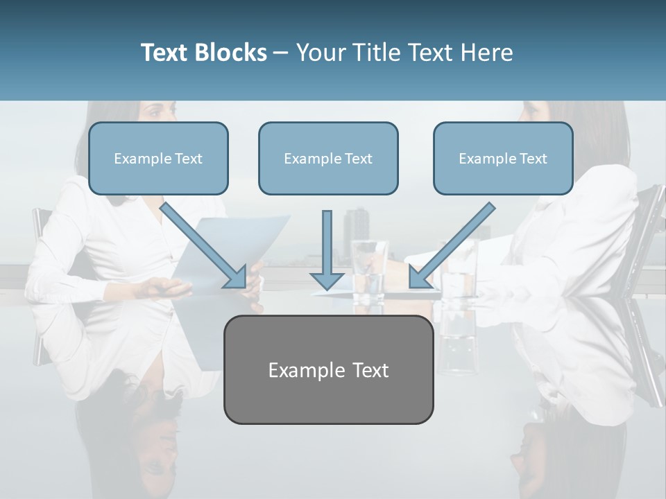 Two Women Sitting At A Table With Papers In Front Of Them PowerPoint Template