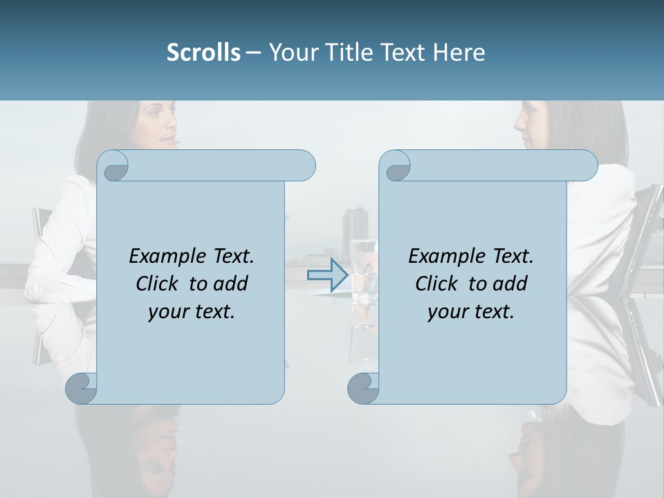 Two Women Sitting At A Table With Papers In Front Of Them PowerPoint Template