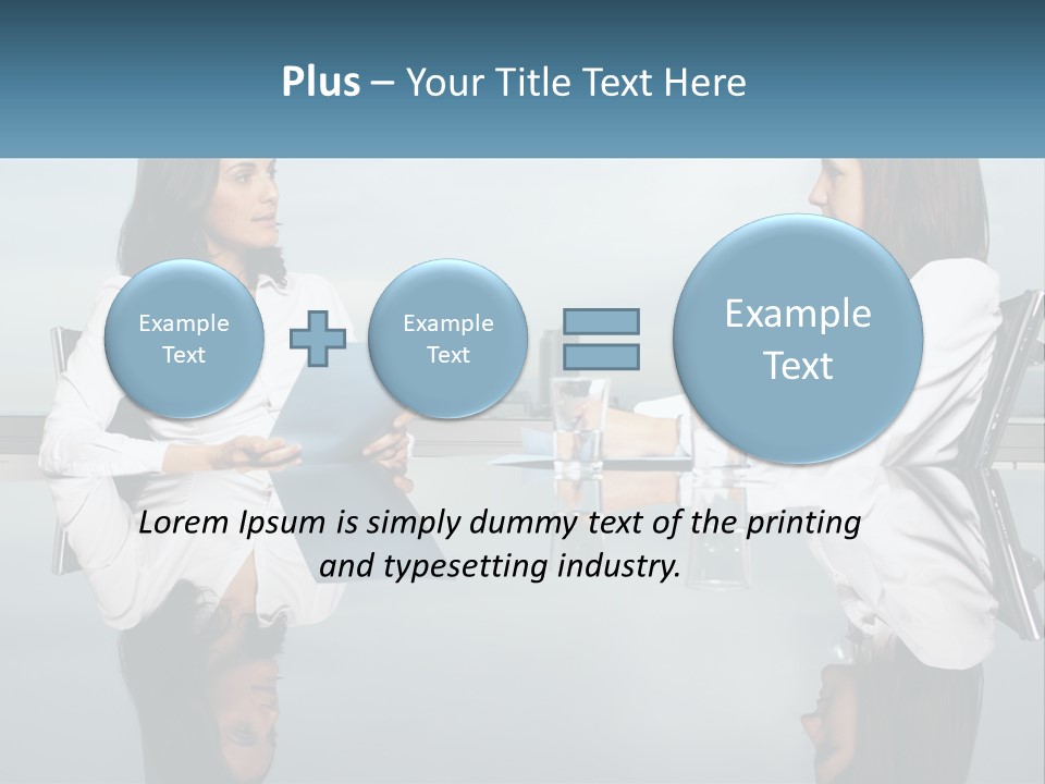 Two Women Sitting At A Table With Papers In Front Of Them PowerPoint Template