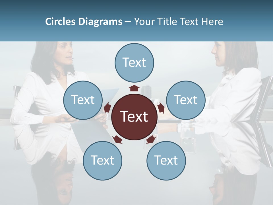 Two Women Sitting At A Table With Papers In Front Of Them PowerPoint Template