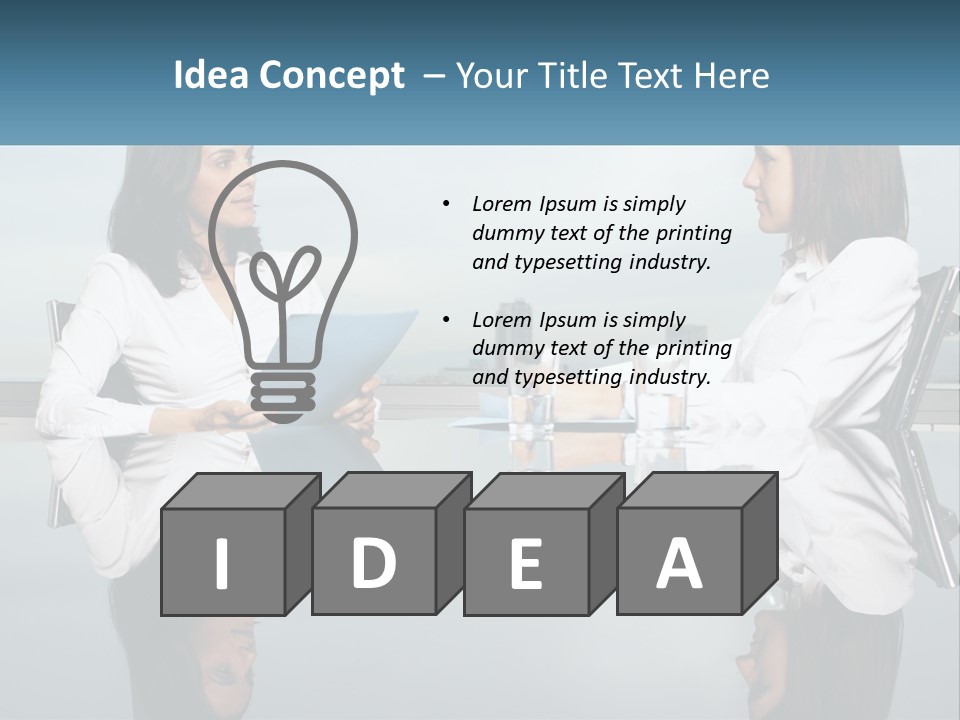 Two Women Sitting At A Table With Papers In Front Of Them PowerPoint Template