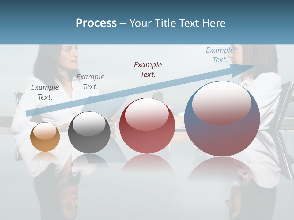 Two Women Sitting At A Table With Papers In Front Of Them PowerPoint Template