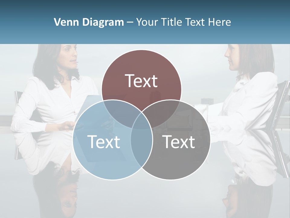 Two Women Sitting At A Table With Papers In Front Of Them PowerPoint Template