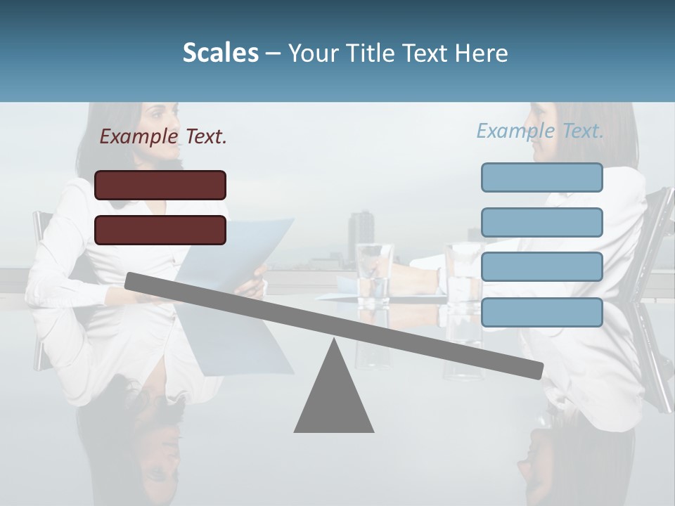 Two Women Sitting At A Table With Papers In Front Of Them PowerPoint Template