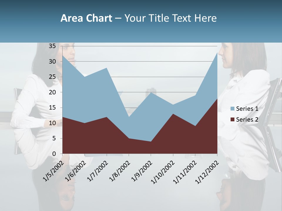 Two Women Sitting At A Table With Papers In Front Of Them PowerPoint Template