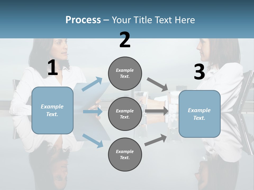 Two Women Sitting At A Table With Papers In Front Of Them PowerPoint Template