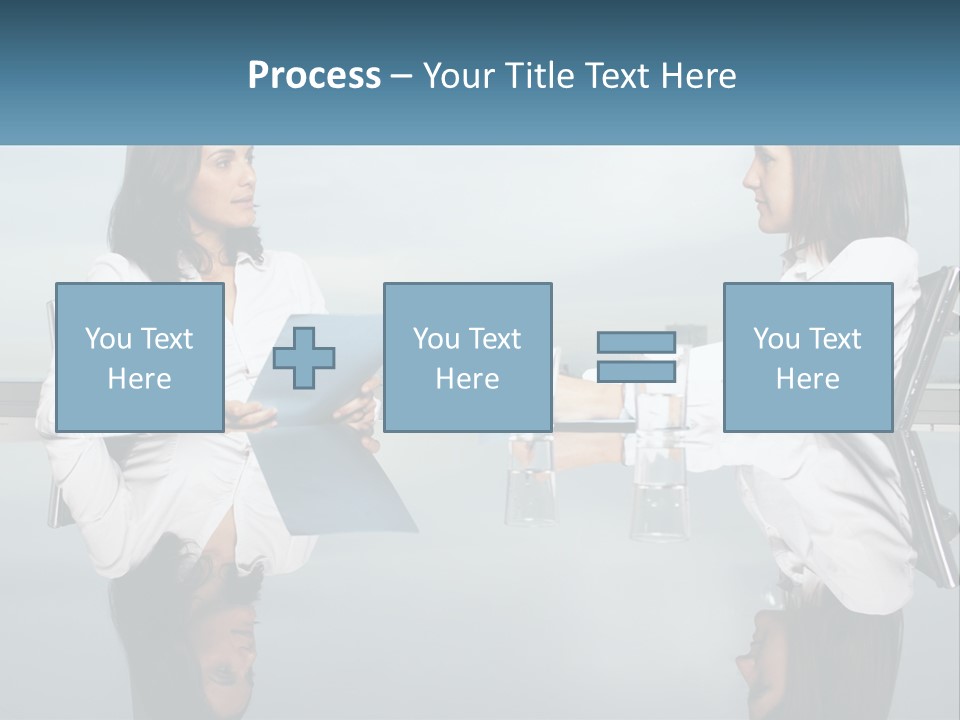 Two Women Sitting At A Table With Papers In Front Of Them PowerPoint Template