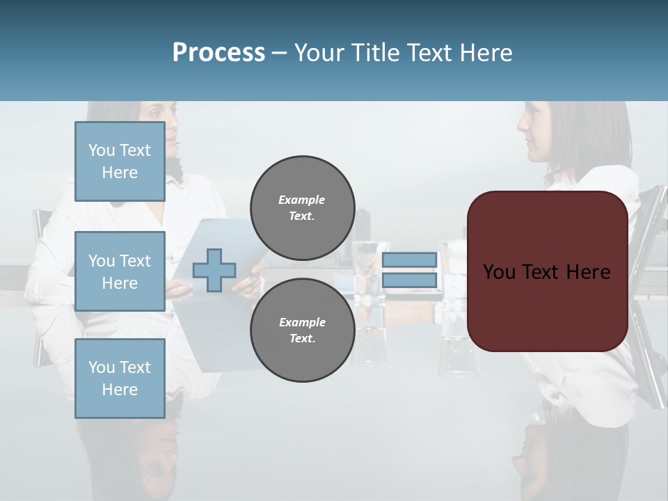 Two Women Sitting At A Table With Papers In Front Of Them PowerPoint Template