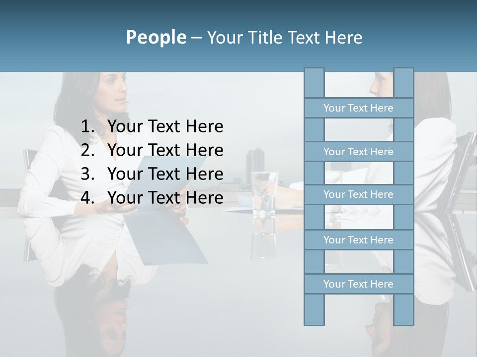 Two Women Sitting At A Table With Papers In Front Of Them PowerPoint Template