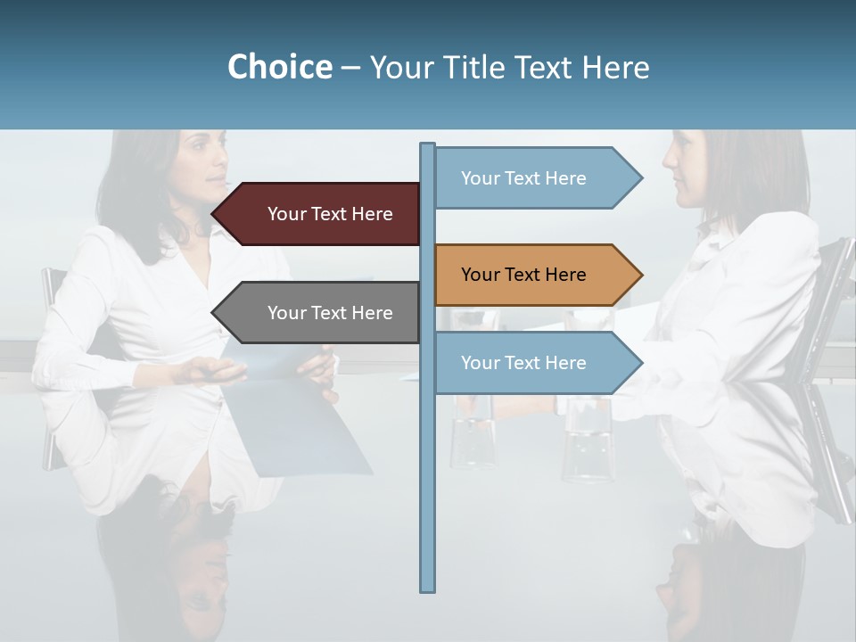 Two Women Sitting At A Table With Papers In Front Of Them PowerPoint Template