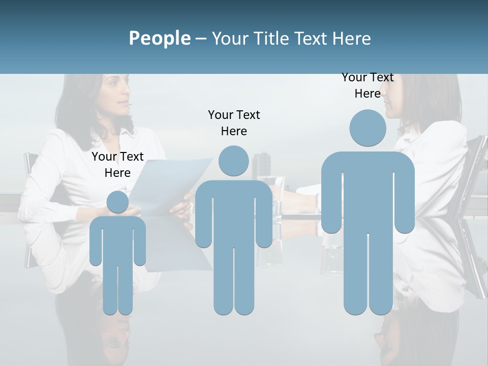 Two Women Sitting At A Table With Papers In Front Of Them PowerPoint Template