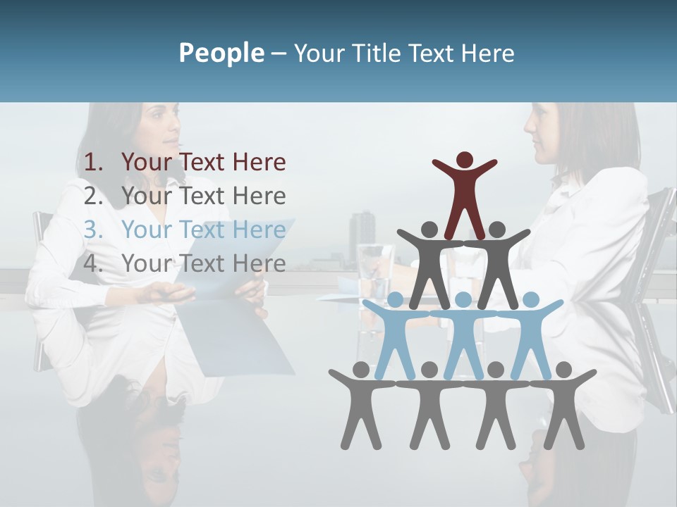 Two Women Sitting At A Table With Papers In Front Of Them PowerPoint Template