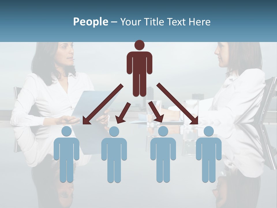 Two Women Sitting At A Table With Papers In Front Of Them PowerPoint Template