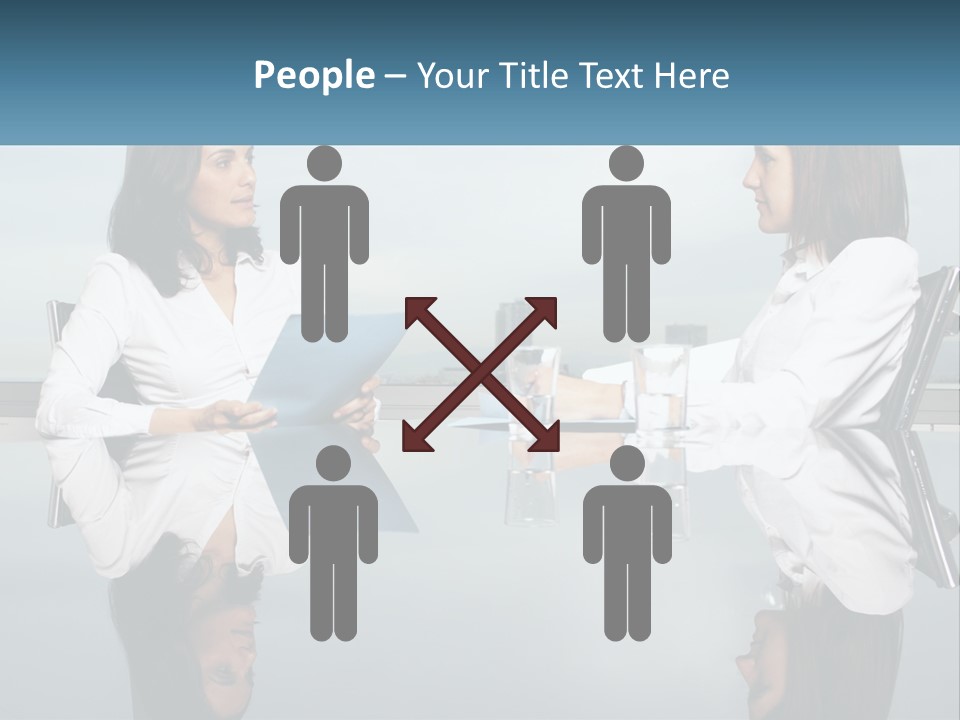 Two Women Sitting At A Table With Papers In Front Of Them PowerPoint Template