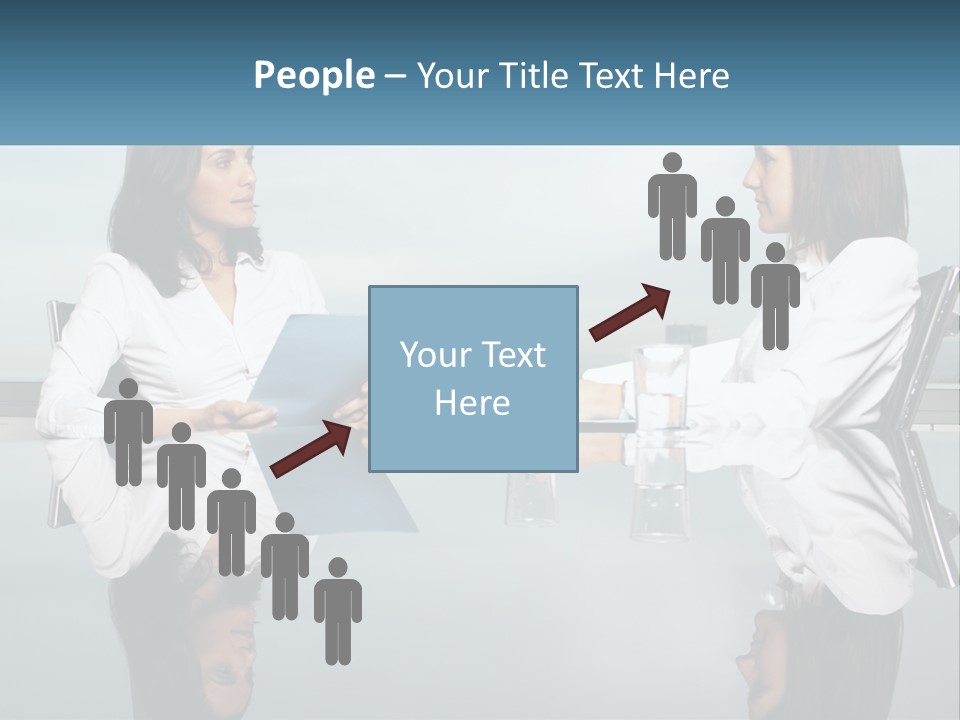 Two Women Sitting At A Table With Papers In Front Of Them PowerPoint Template