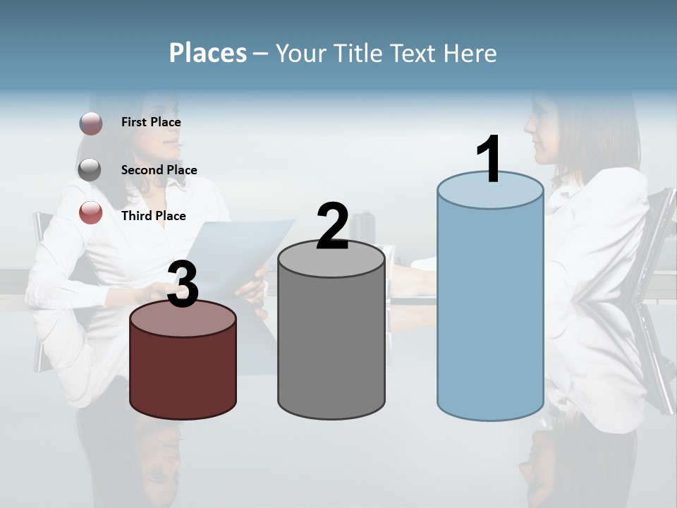 Two Women Sitting At A Table Talking To Each Other PowerPoint Template