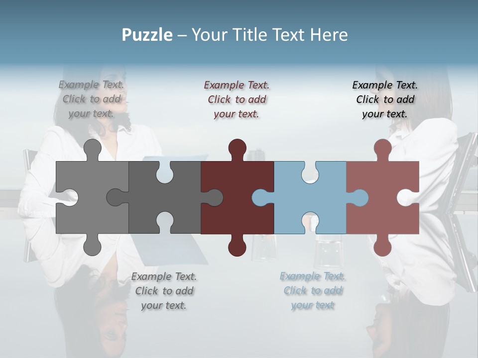 Two Women Sitting At A Table Talking To Each Other PowerPoint Template