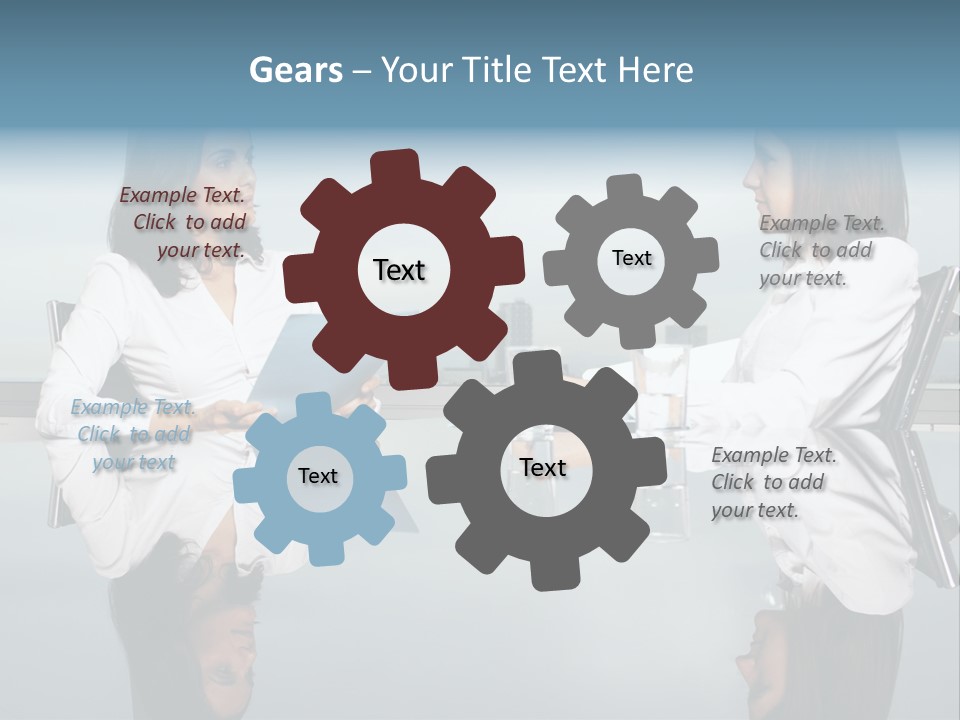 Two Women Sitting At A Table Talking To Each Other PowerPoint Template